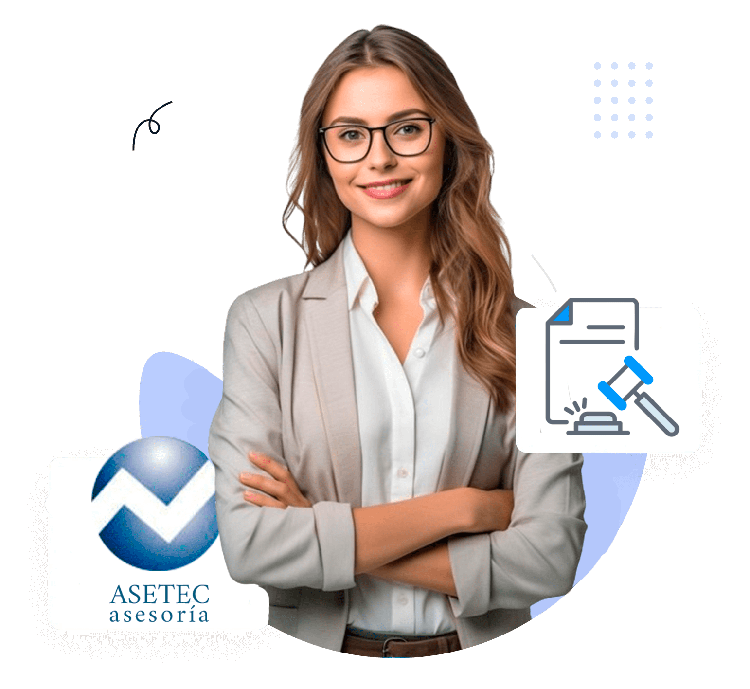 Asesora profesional de ASETEC Asesoría brindando servicios legales y fiscales en Asetec Castalla.